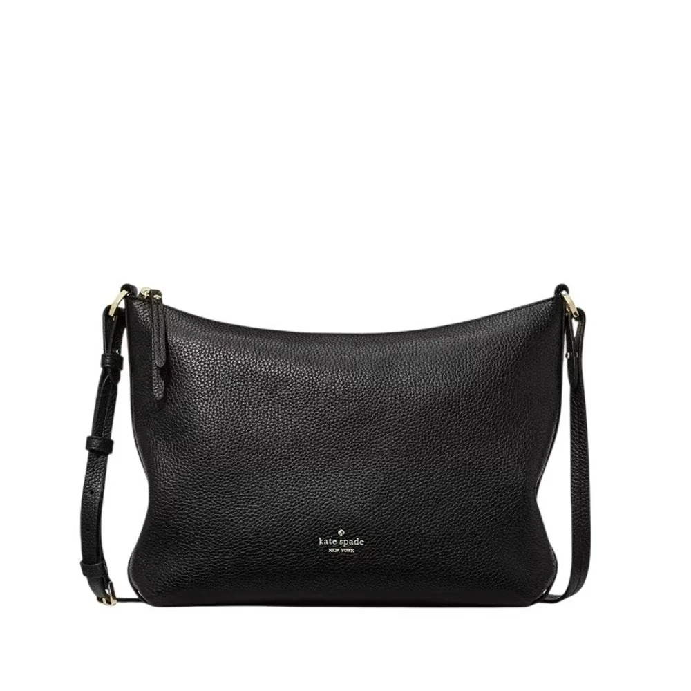 Kate Spade KP337 Black Pebbled Leather Crossbody Bag Gold Hardware New